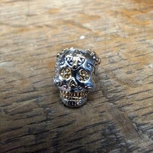 Pugster Skull Charm Silver And Gold Tone Sugar Skull Bracelet Charm Smiling